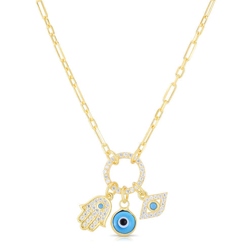 Evil Eye and Hamsa Charm Necklace - Sphera Milano