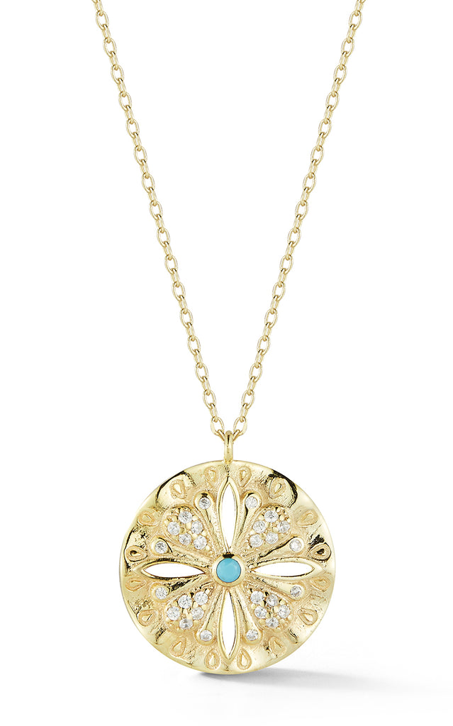 Turquoise Medallion Pendant Necklace - Sphera Milano