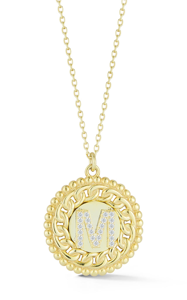 Personalized crown initial H necklace in cz gold plating -