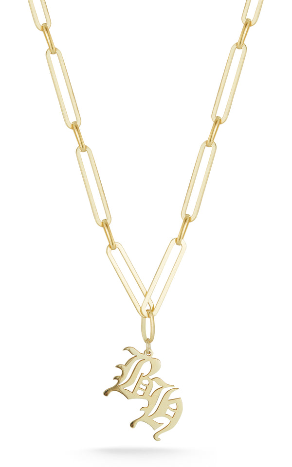 Old English Double Initial Link Necklace - Sphera Milano